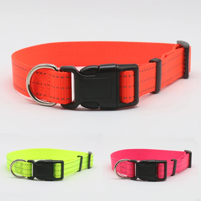 Dog collar Nylon Reflective adjustable dog collars safe easy to wear off S/L for small meduim big dog Chihuahua dog accessories