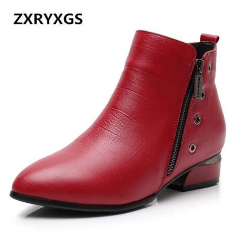 

2018 New Autumn and Winter Boots Women Shoes Fashion Pointed Genuine Leather Shoes Women Boots Large Size Comfort Ankle Boots