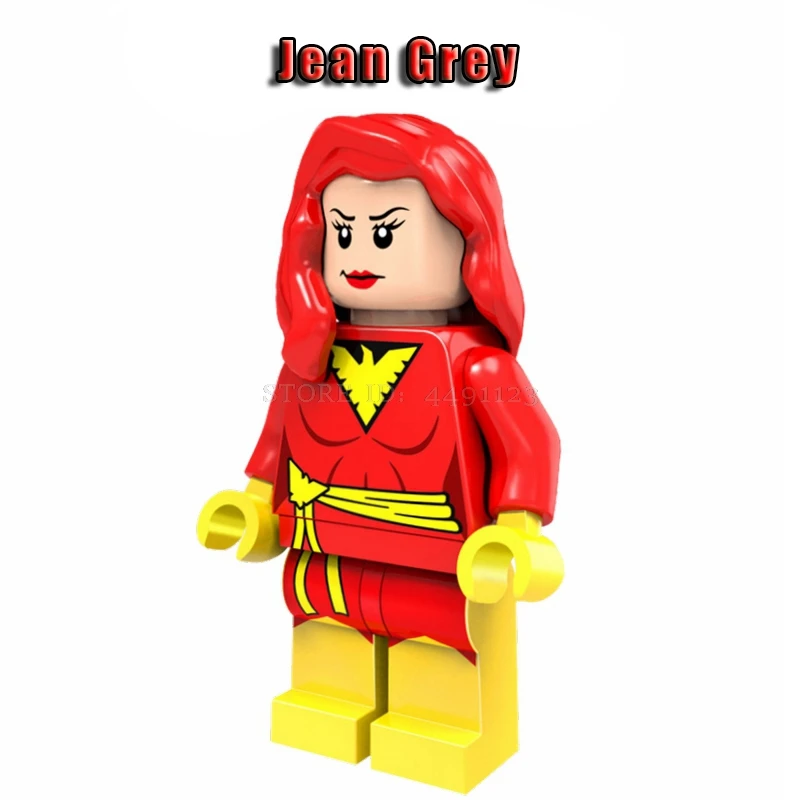 Блоки игрушки Темный Феникс X-men Jean серый Psyloce Rogue Storm фигурки блок игрушка Marvel Супер Герои Марвел Капитан эндигра танос - Цвет: Jean Grey