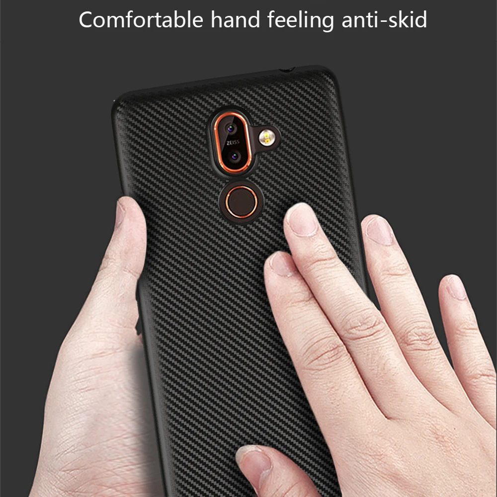 For Nokia 7 Plus /3.1 /5.1 /6.1 /2 /1 /8 Case Slim Carbon Fiber Soft Cover TPU Silicone Mobile Phone Protective Shell |