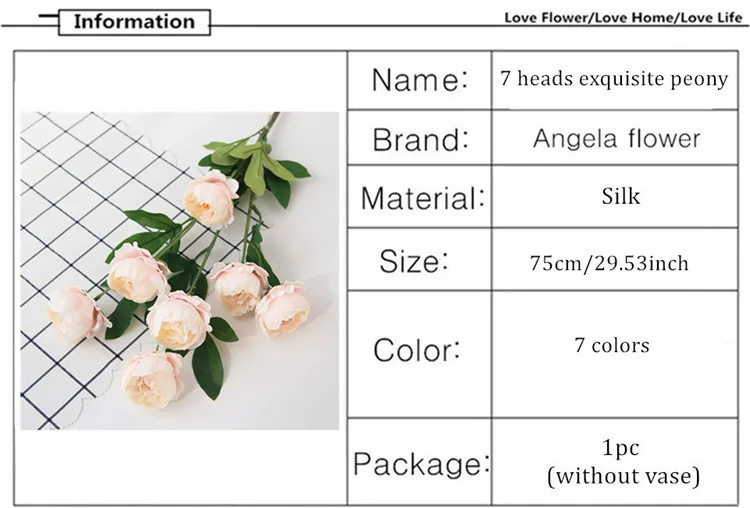 7 головок изысканный пион высокого качества Искусственные цветы свадебный цветок расположение дорога свинцовые домашние декоративные искусственные цветы Пион