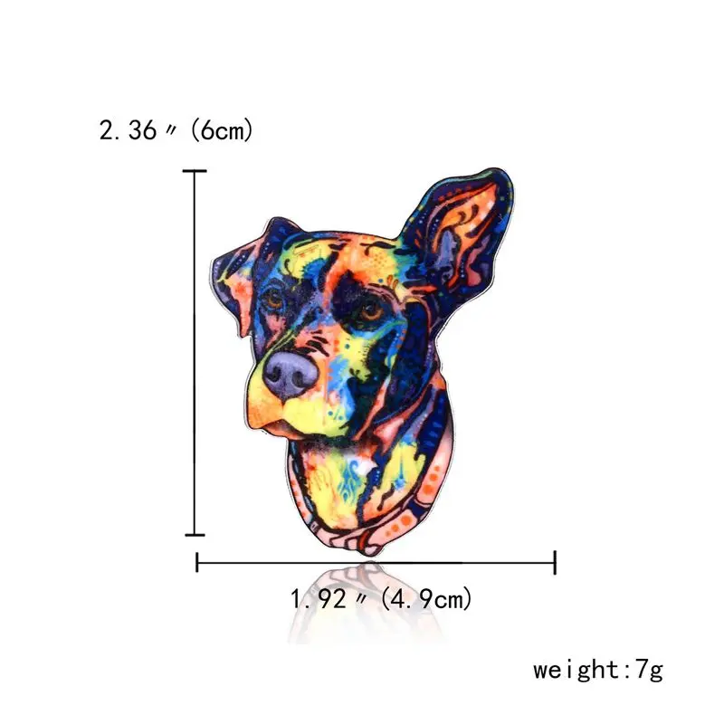 Rinhoo, акриловая брошь с принтом в виде цветов, животных, милых бульдогов, лабрадоров, собак, головок, булавки, ювелирные изделия для женщин, мужчин, броши для костюма, булавки - Окраска металла: New Dog