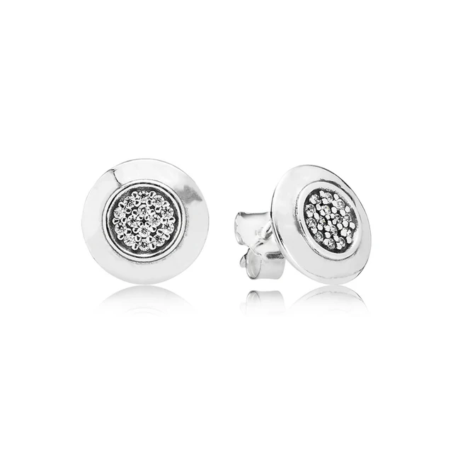 Pandora Signature Gold Stud Earrings with Clear CZ Original 925 ...