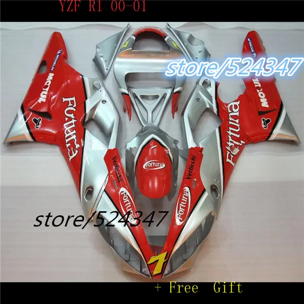 Nn-для YZFR1 2000 2001 серебристый красный 00-01 YZF1000 2000 2001 R1 YZF R1 00 01 YZF1000 набор обтекателей пластик для Yamaha-Nn