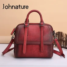 Новинка года, женская сумка-тоут из натуральной кожи с клапаном в винтажном стиле, на молнии и застежке, с мягким карманом, Универсальные женские сумки через плечо