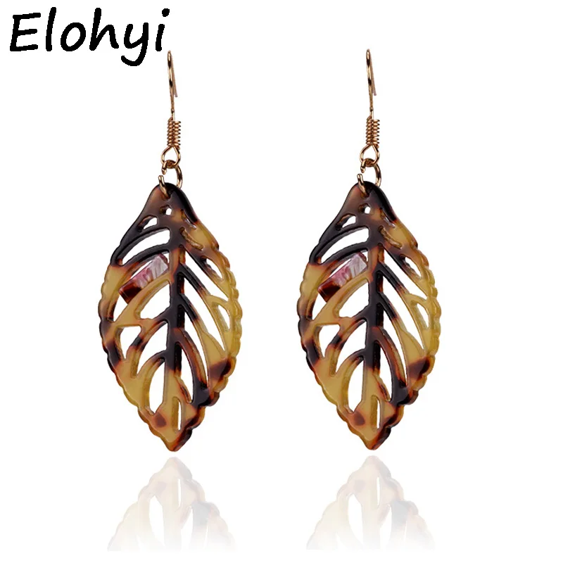 

ELOHYI Women Drop Earrings Fashion Personality Acrylic Leaves Pendant Acetate Version Earrings Women Long Temperament Wholesale