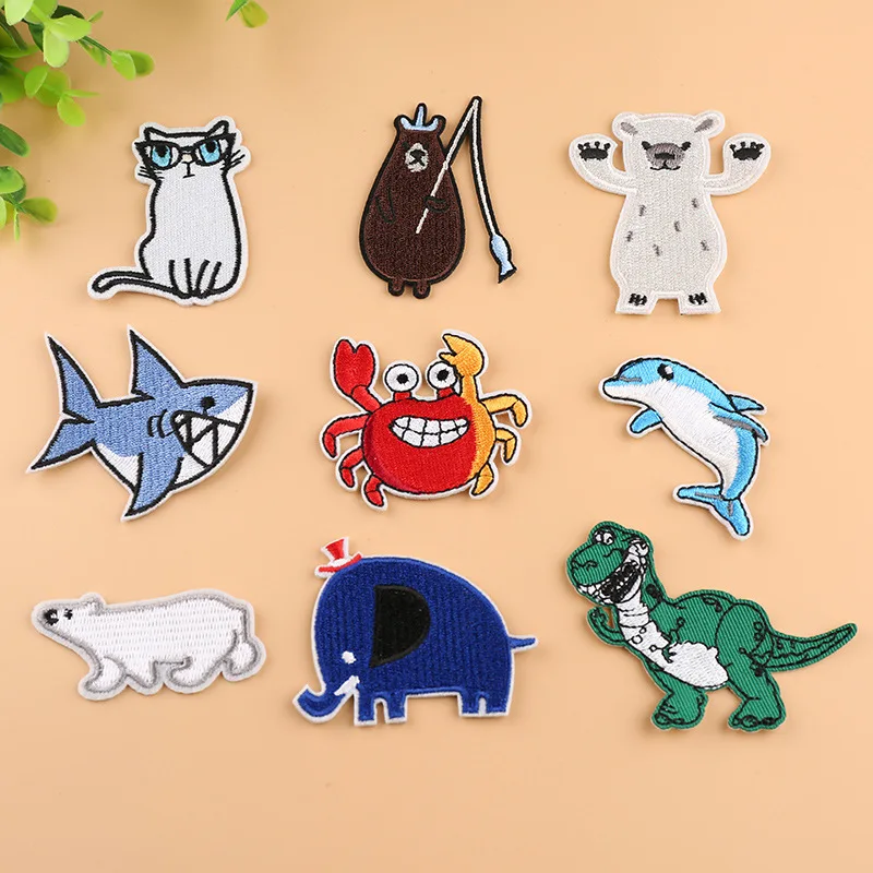 Large Cartoon Animal Patchwork Patch Embroidered Patches For Clothing Iron On For Close Shoes Bags Badges Embroidery