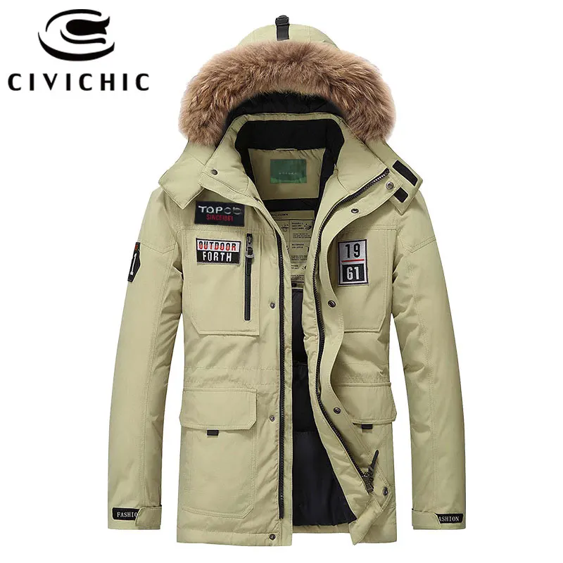 CIVICHIC Топ Класс для мужчин пуховики и парки ветрозащитный Теплый обычный длинные