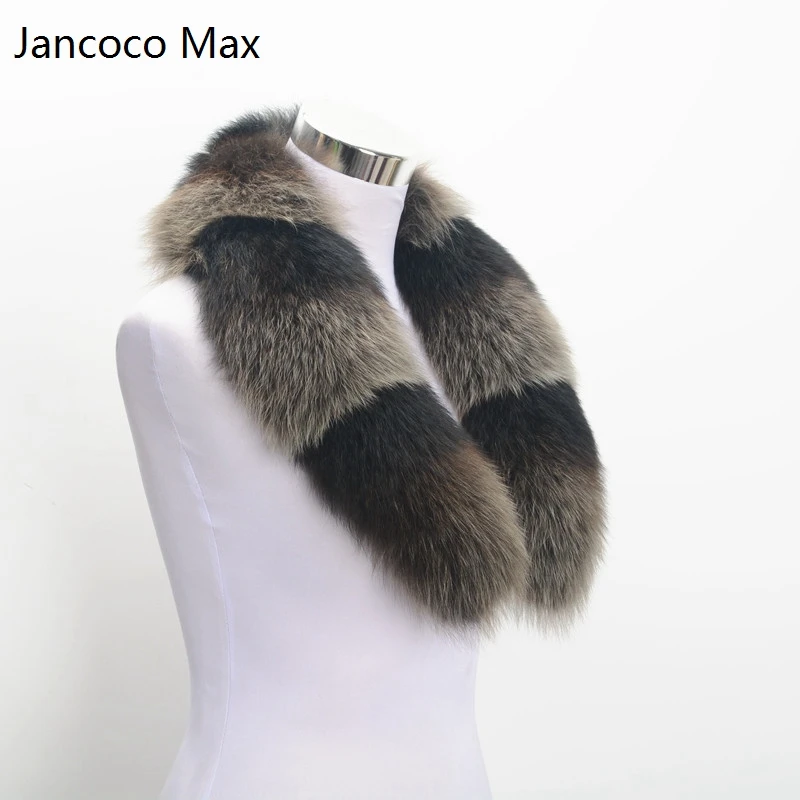 

Jancoco Max 2019 New Real Fox Fur Trim Collar Winter Warm Women Fashion Style 80CM Scarf S1618