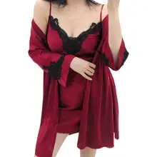 Ночнушка Ночная сорочка сексуальное ночное белье Camisola нижнее белье шелковая одежда для сна ночная рубашка для дома женское летнее кружевное нижнее белье на бретельках