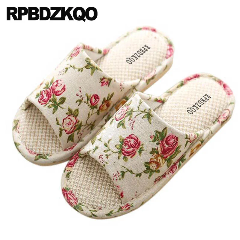 Home House Large Size Women Bedroom 43 44 Korean Summer Indoor Designer Ladies Slipper Big Slides Shoes Guest Footwear Flower