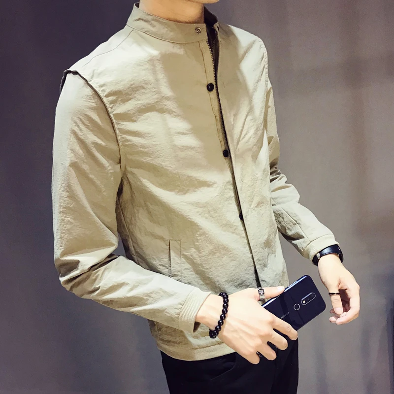 2018 New Autumn Jacket Men Fashion Pure Color Coat Thin type of jacket Male 2018 New Autumn Jacket Men Fashion Pure Color Coat Thin type of jacket Male