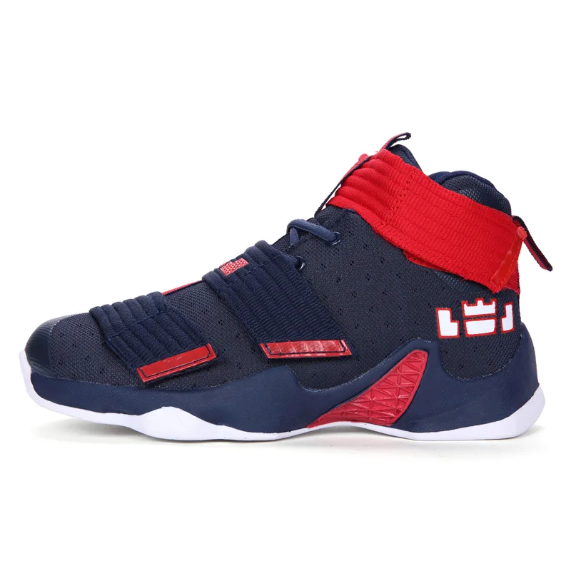 Мужская баскетбольная обувь; Пара спортивных мужских кроссовок; LBJ; спортивные кроссовки; мужские высокие дышащие уличные кроссовки; Zapatillas De Baloncesto - Цвет: blue red