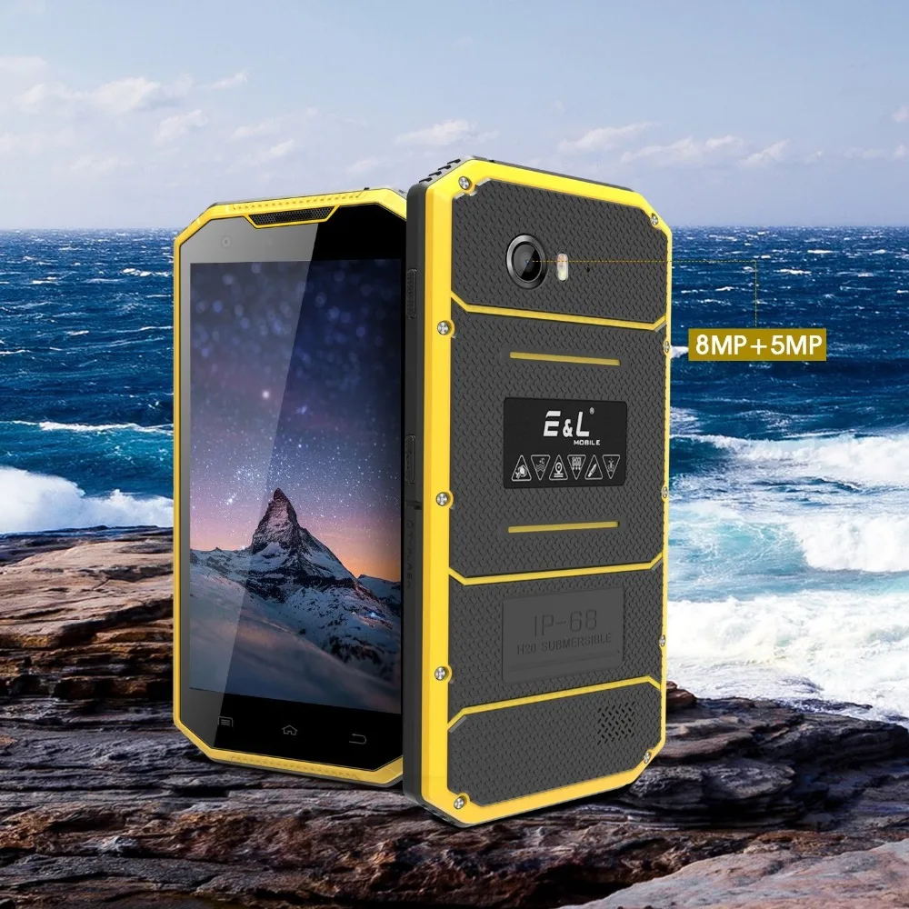 Водонепроницаемый 4G мобильный телефон E & L W7S IP68 5 0 дюймов HD Прочный смартфон MTK 6737