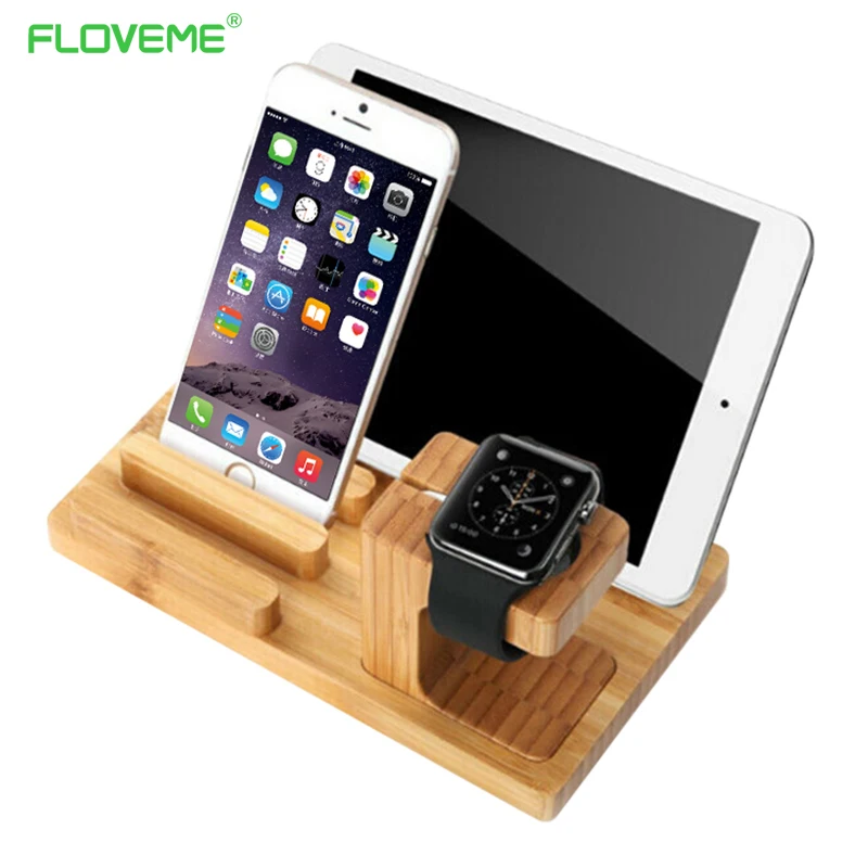 imágenes para Floveme universal de bambú natural de carga dock cuna soporte desmontable soporte para teléfono para iphone ipad tableta de escritorio iwatch imágenes para Floveme universal de bambú natural de carga dock cuna soporte desmontable soporte para teléfono para iphone ipad tableta de escritorio iwatch