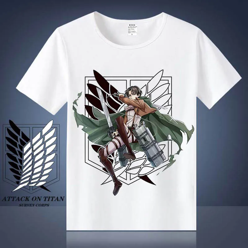 Coshome Attack on Titan T shirt Shingeki No Kyojin Mikasa Levi Cosplay T-shirts Costumes Men Women Short Sleeve Summer Tees Tops (3)