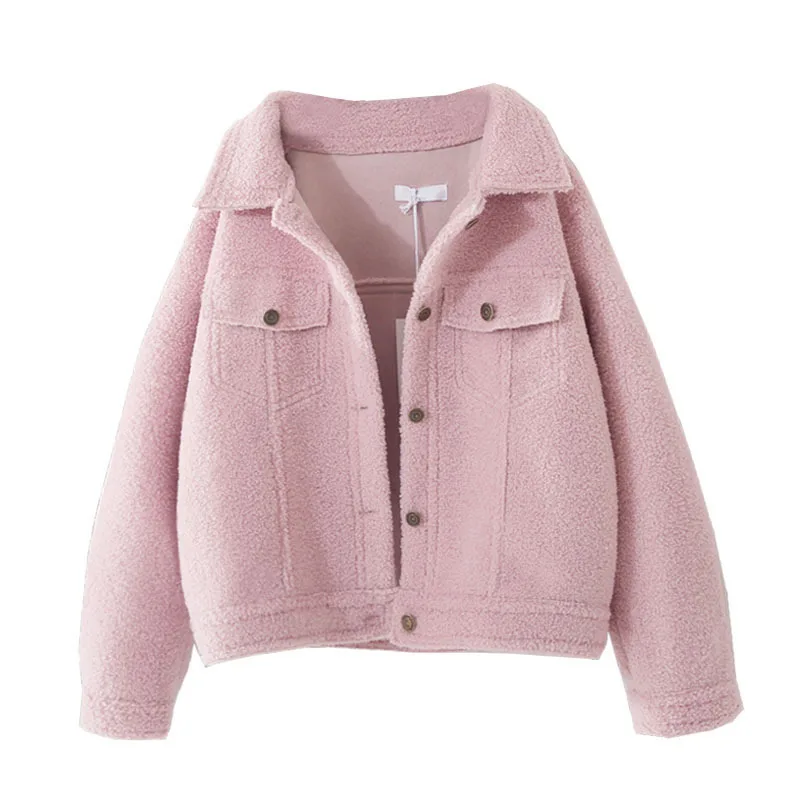 

New Fashion Korean Winter Jacket Women Faux Fur Lamb Coat Woman Short Suede Woolen Coat Womens Tops Jacket Coat