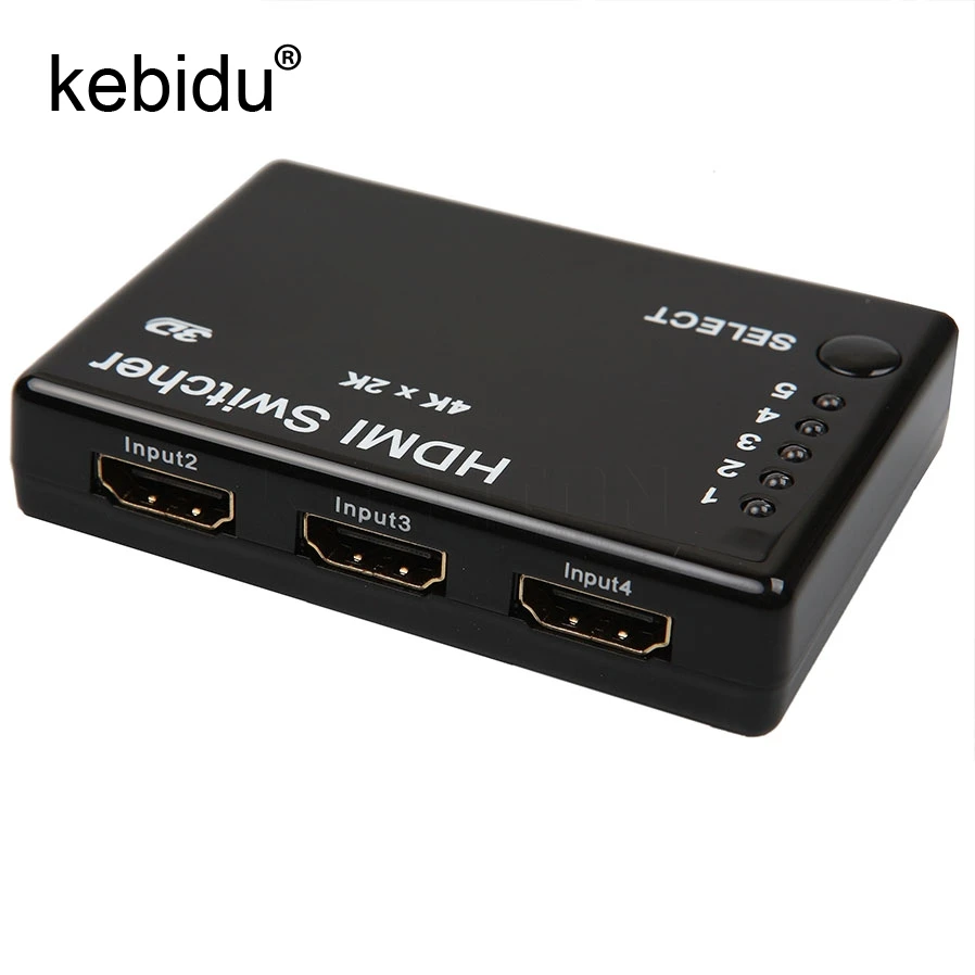 

5 Port HDMI Splitter Switch Switcher 5 IN 1 Mini HDMI Switch Box Selector 3D Format with IR Remote Control for PS3 for HD DVD TV