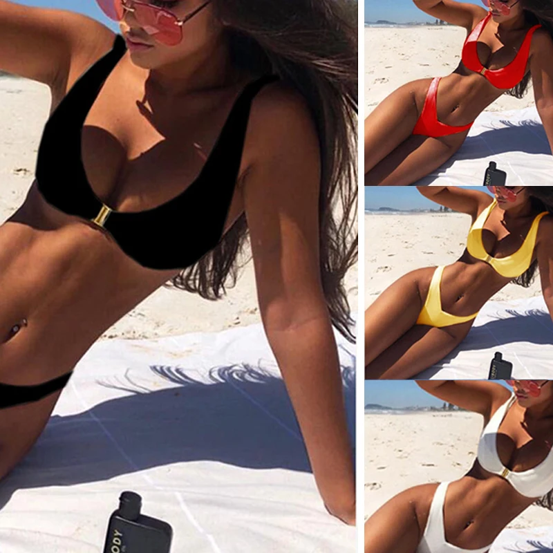 

S/M/L/XL Size Swimwear Women Swimsuit Sexy Bikini Set Solid Bathing Suit Brazilian Beachwear Push Up Maillot De Bain Femme
