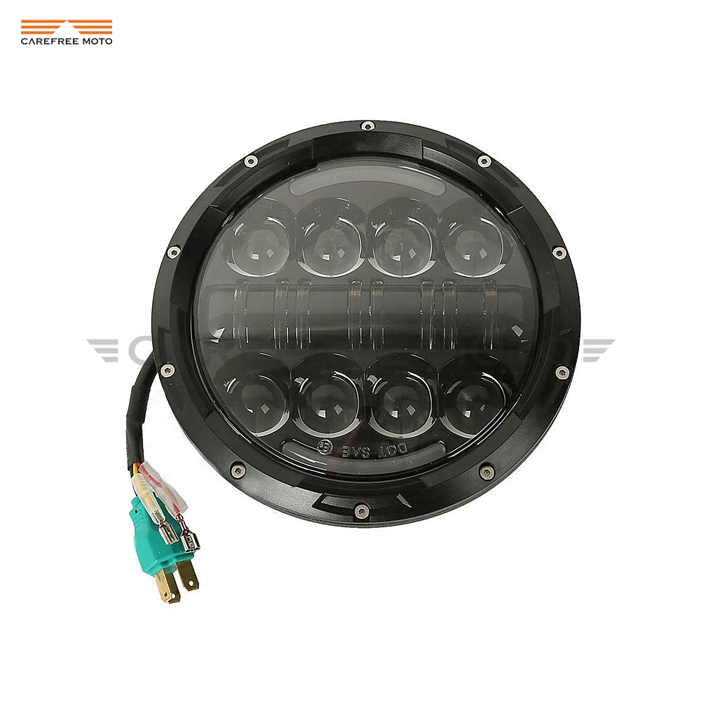 

7" Black Motorcycle Projector High Low Beam DRL LED Headlight Case for Harley Touring 1994-2013 Jeep Wrangler