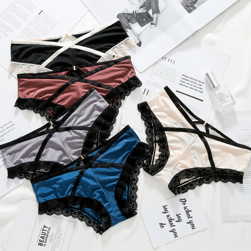 

Lomonling sexy lace ladies briefs smooth fabric cotton pants ladies underwear multi-color selection