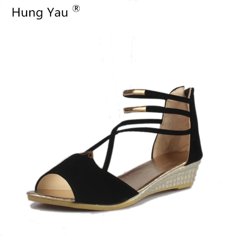 

Women's Shoes 2017 Summer style Women Sandals Wedge Female Sandals Platform Open Toe Ankle Straps Good Leather Casual Shoes Plus