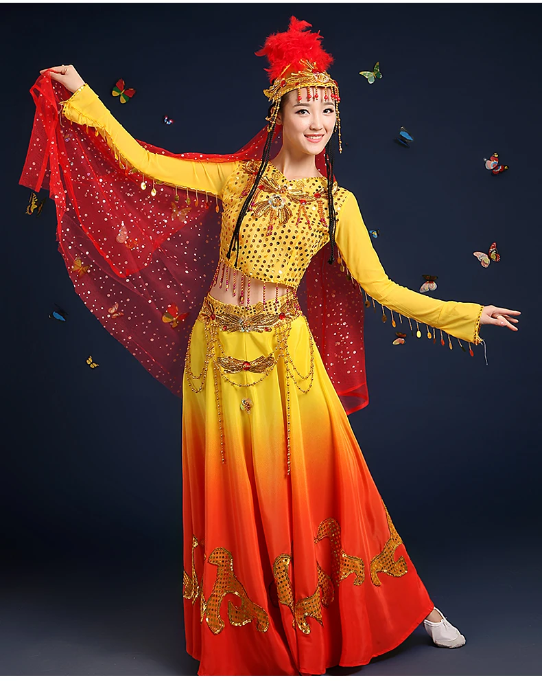 New Fashion Xinjiang Uighur Ethnic Dance solo stage performance minority dance costumes Chinese folk dance wear Uighur clothing