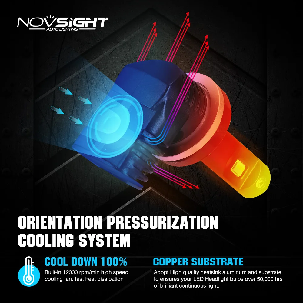 миниатюрных светодиодных ламп фар головного света NOVSIGHT H11 H4 H7 мощность 50 Вт