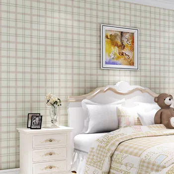 

beibehang Scottish lattice wallpaper retro American rustic wallpaper bedroom full of living room restaurant background gray