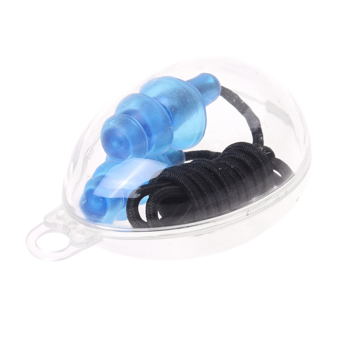 Black Elastic Rubber String Clear Blue Silicone Swim Ear Plugs w