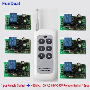 

6pcs 433Mhz 1CH AC 85V 110V 220V 240V 250V RF Wireless Home Automation Remote Control Switch Receiver Module and Remote Controls