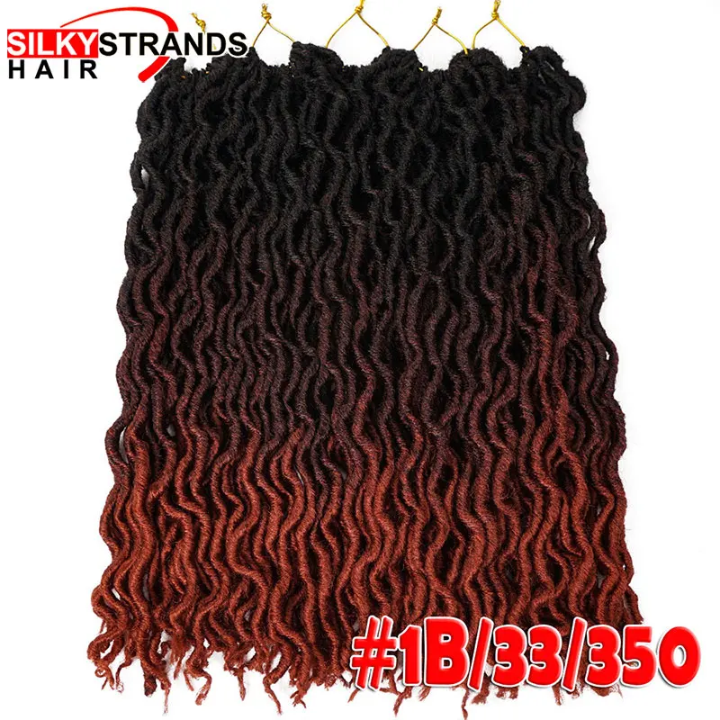 Ombre Goddess Faux locs волосы шелковистые пряди крючком косы три тона 20 дюймов Синтетические жгуты для вплетания 100 г - Цвет: #350