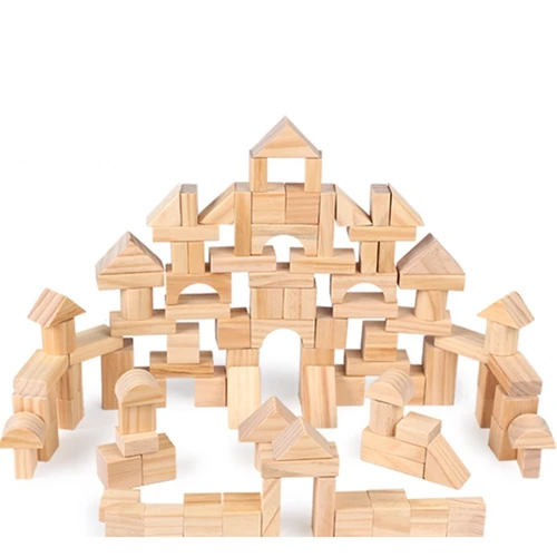 

100pcs wooden toys montessori building blocks children wood children early childhood educational toys free shipping