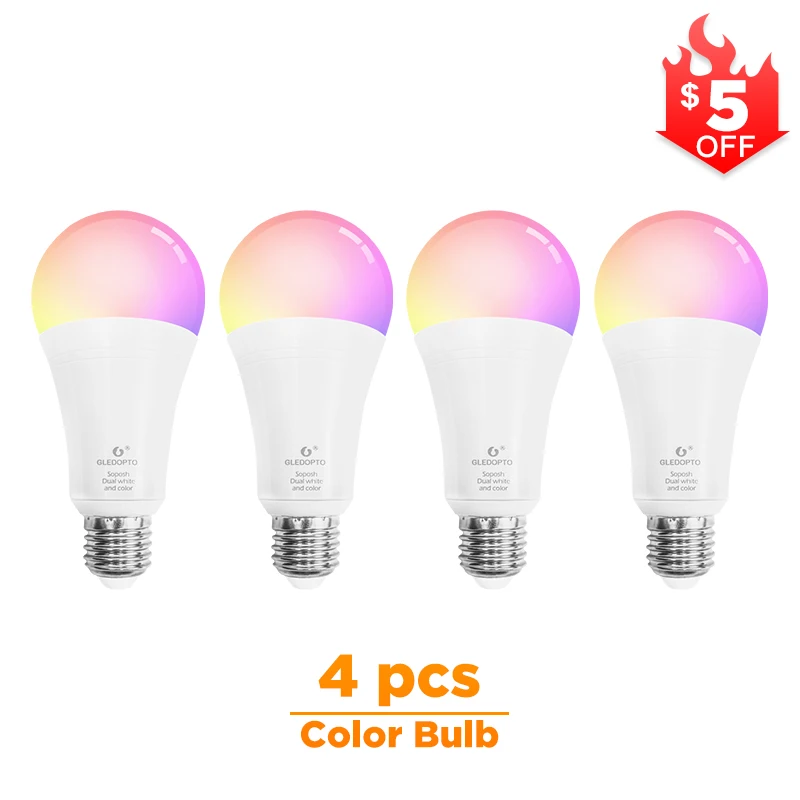 G светодиодный OPTO СВЕТОДИОДНЫЙ ZIGBEE ZLL3.0 12 Вт RGB+ CCT Светодиодная лампа красочные лампы AC100-240V RGBCCT 2700-6500K светодиодный лампы совместимы с Amazon echo плюс - Испускаемый цвет: 4 pcs bulb