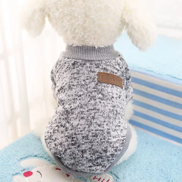 Pet Dog Clothes Sweater  For Small Medium Dog Jeans Chihuahua Pet Knit Coat dog Five Size  Cotton Chihuahua Grey XS-XXL PETASIA 5