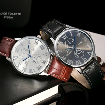 

Roman Scale Men Watch Luxury Top Brand business Male Clock Quartz WristWatch Leisure Fashion Leather Quartz-Watch Relogios K24