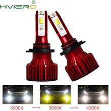 2X S6 Three Color Temperature Auto Headlight Bulbs Lamp H8 9005 9006 Auto LED CSP 6000lm 6500K 4300K 3000K
