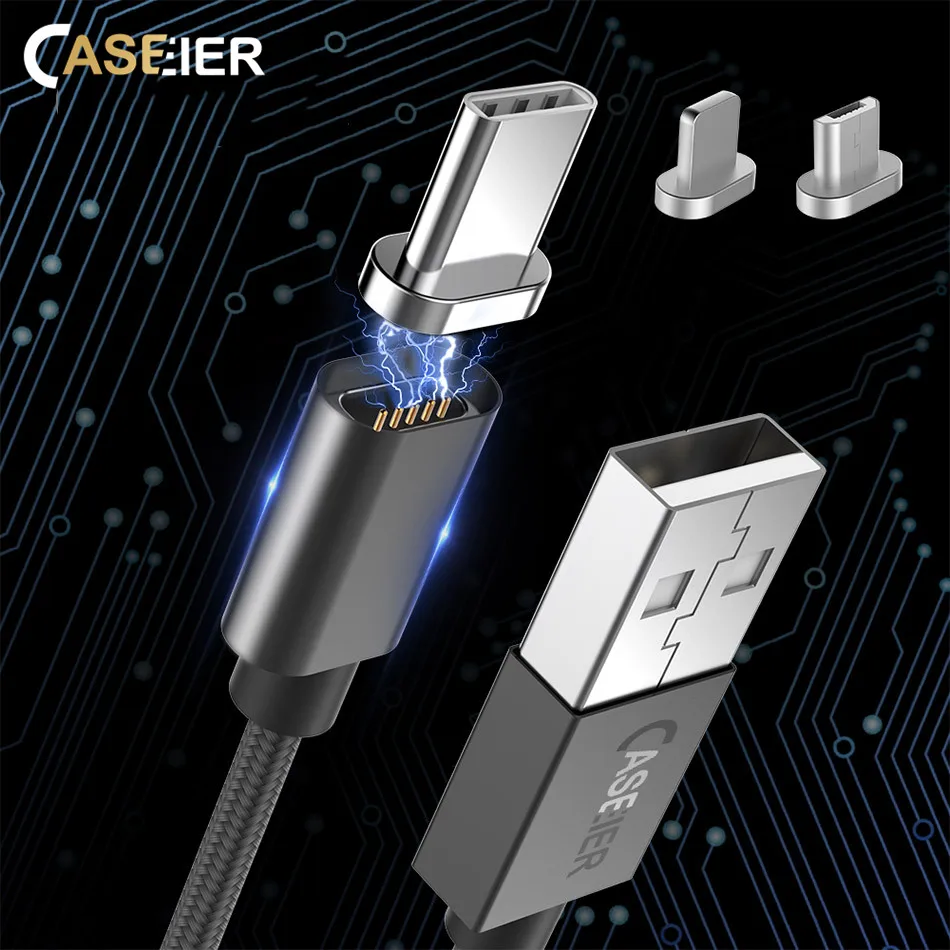 

CASEIER Magnetic Cable For iPhone X S8 S9 Micro USB Cable For iPad Android Magnet Charger Fast Charging Type C OTG Phone Cables