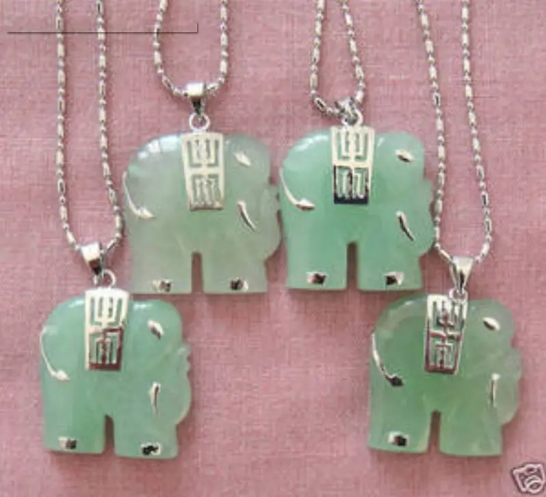 

Natural Green Jade Elephant Pendant Necklace AAA0003