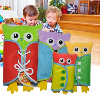

4Pcs/Set Baby Novel Plush Owl Dress-up Toy Intellectual Development Early Educational Kindergarten Teaching Aid Threading Toys