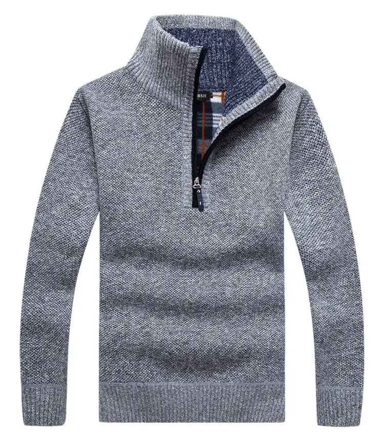 Теплый толстый бархатный кашемировый зимний мужской свитер, Пуловеры на молнии с воротником-стойкой, мужская повседневная одежда, трикотажная одежда с узором, большой размер 3xl