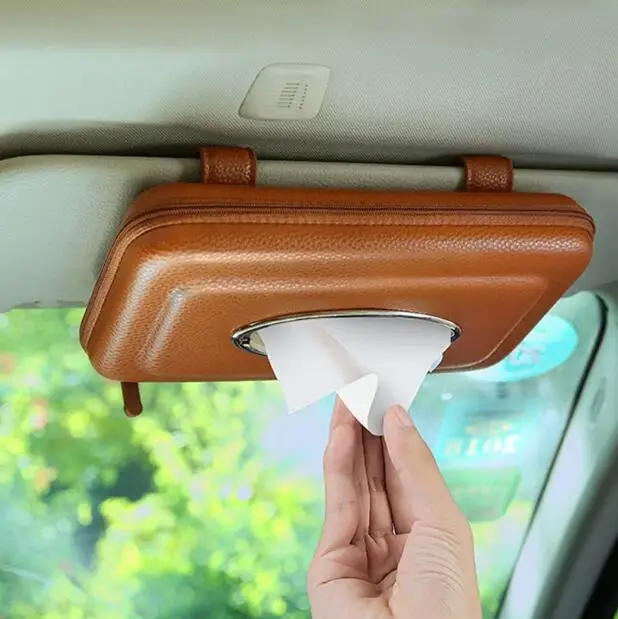 

fashion visor type PU leather car tissue box napkin holder car tissue holder car seat box PZJH044