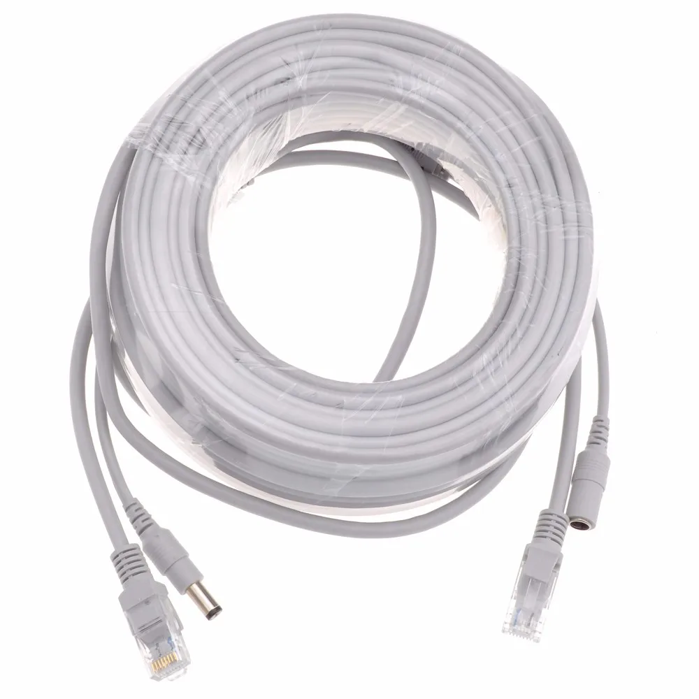 GADINAN 5 м/10 м/15 м/20 м/30 м дополнительный серый CAT5/CAT-5e Ethernet кабель RJ45+ DC мощность CCTV сети Lan кабель для системы ip-камер