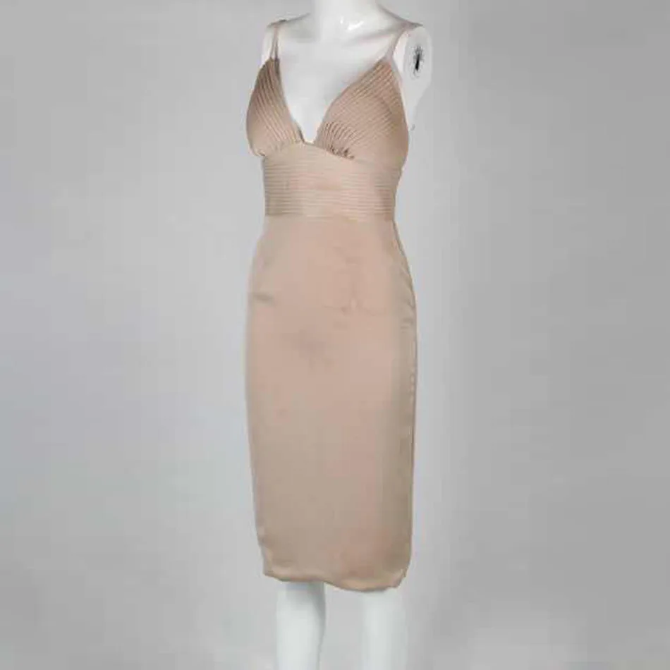 Модное Новое сексуальное платье без рукавов с v-образным вырезом, абрикосовое Летнее Платье До Колена, дизайн Vestidos celebr