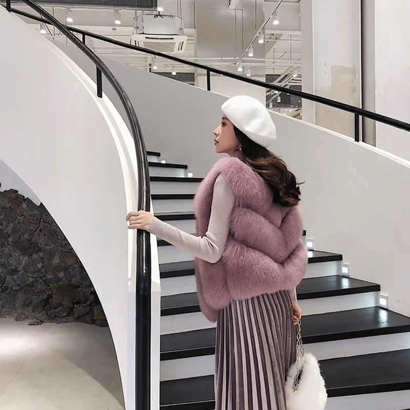 Femmes Light Gray Chaud Zl624 army dark Mode Vêtements Gilet Fourrure Veste Renard Réel Gilets Green Manteau Manteaux D'hiver De white Donna black Fourrures Luxe pink pink Cappotto Élégantes Gray 2018 ivory Purple caramel Wq6SxS4Rn