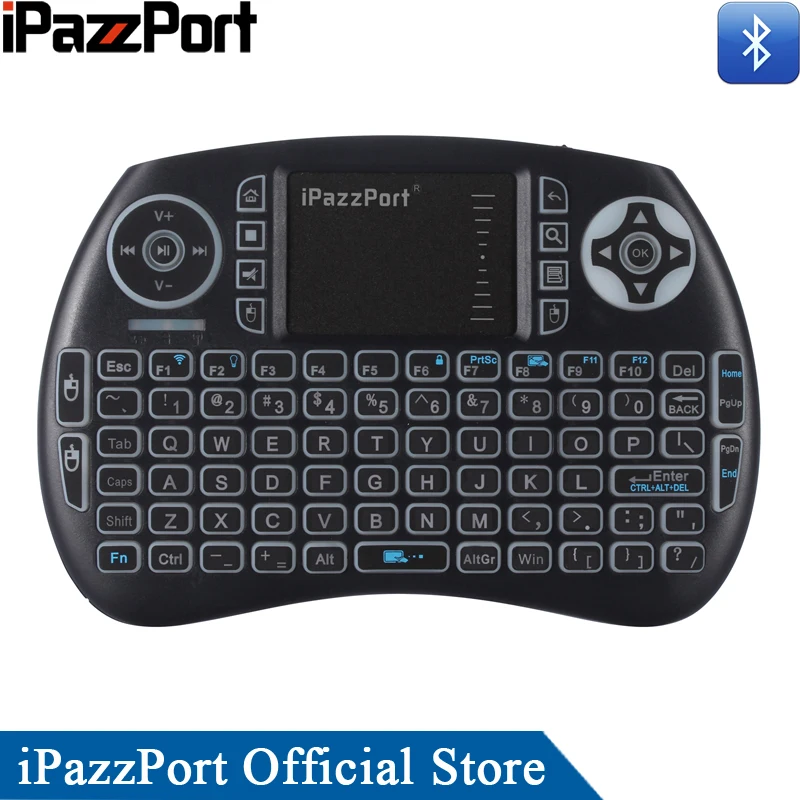 iPazzPort Backlight Bluetooth Mini Wireless Keyboard Air Mouse with Touchpad for iPad/Tablets/Microsoft Surface Pro