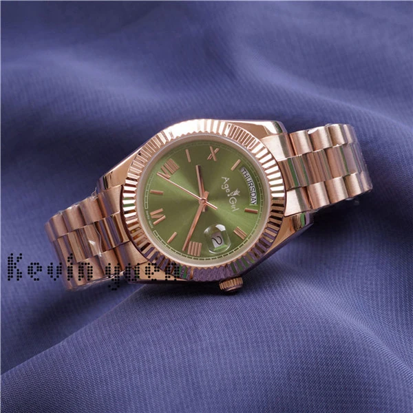 

Luxury Brand New Men Daydate Rose Gold Silver Black Green Watch Automatic Mechanical Stainless Steel Sapphire Watches 41mm AAA+