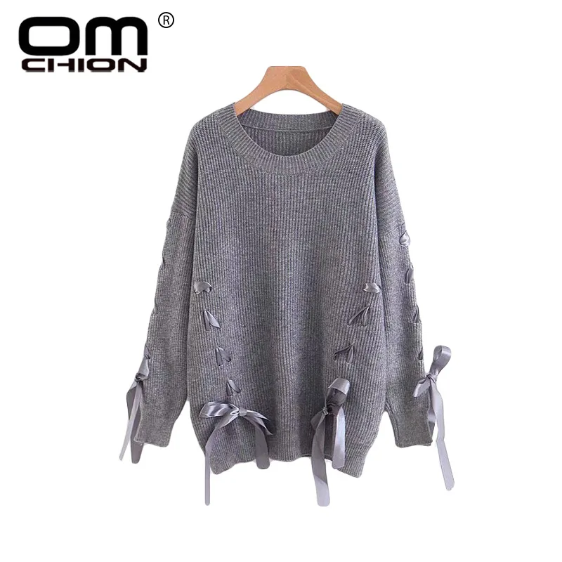 OMCHION Sueter Mujer 2018 O Neck Long Sleeve Women Sweaters And Pullovers Sweet Casual Bow Lace Up Korean Jumper Knitwear LMM70 OMCHION Sueter Mujer 2018 O Neck Long Sleeve Women Sweaters And Pullovers Sweet Casual Bow Lace Up Korean Jumper Knitwear LMM70