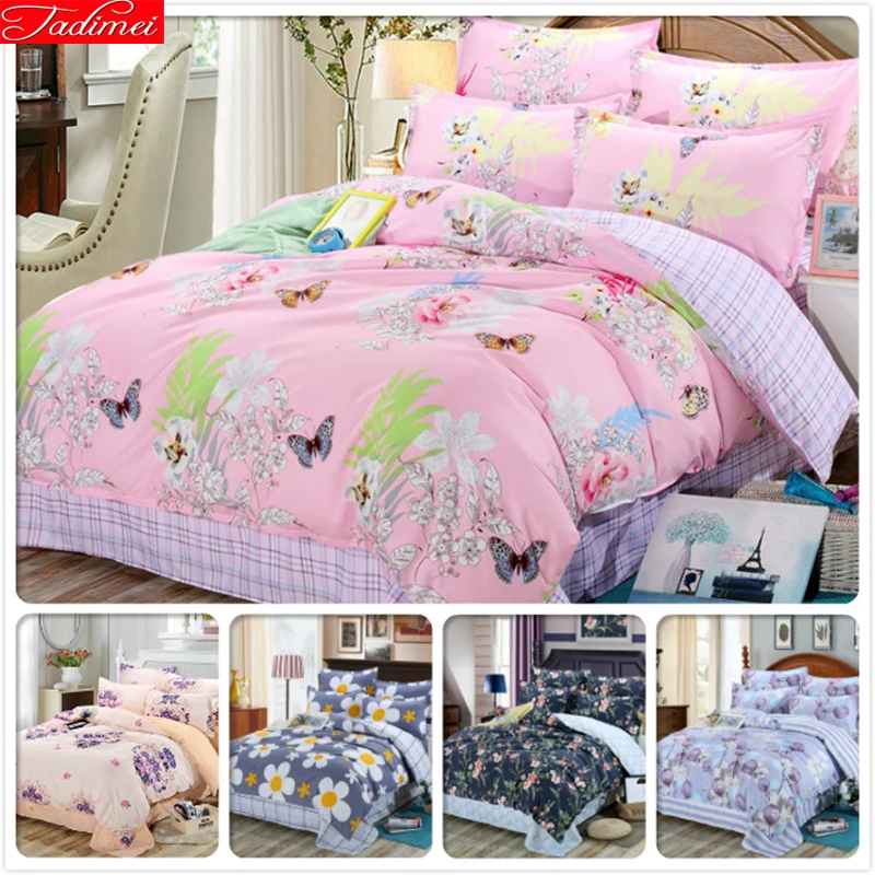 

Butterfly Flower Scenic Pattern Print Duvet Cover 3/4 pcs Bedding Set Kid Girl Cotton Bed Linen Single Twin Queen King Size 1.5m