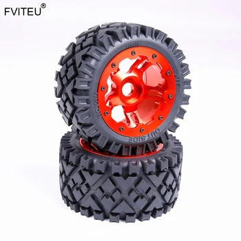 

FVITEU Rear All Terrain Tyres set with CNC Alloy Rear Wheels hub for 1/5 HPI Baja 5B SS Rovan King Motor